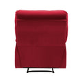 Reclining Chair Red Velvet Upholstery Square Tufted Back Pillowtop Arms Solid Wood Furniture Modern Living Room Recliner 1Pc Red Velvet Wood Primary Living Space Cushion Back Modern Pillow Top Arms Velvet