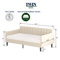 Same As B083121461 Elena Twin Size Beige Velvet Upholstered Daybed, Ribbed Tufted Backrest, Daybed In Lavish Modern Design, Richly Hued Foam Comfort Box Spring Not Required Twin Ivory Metal Bedroom Daybeds Velvet Velvet Upholstered