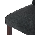 Dark Grey Linen Upholstered Dining Chair High Back, Armless Accent Chair With Wood Legs, Set Of 2 Plaid Dark Grey Dining Room Dry Clean Modern Dining Chairs Rubberwood Solid Back Set Of 2 Foam Linen