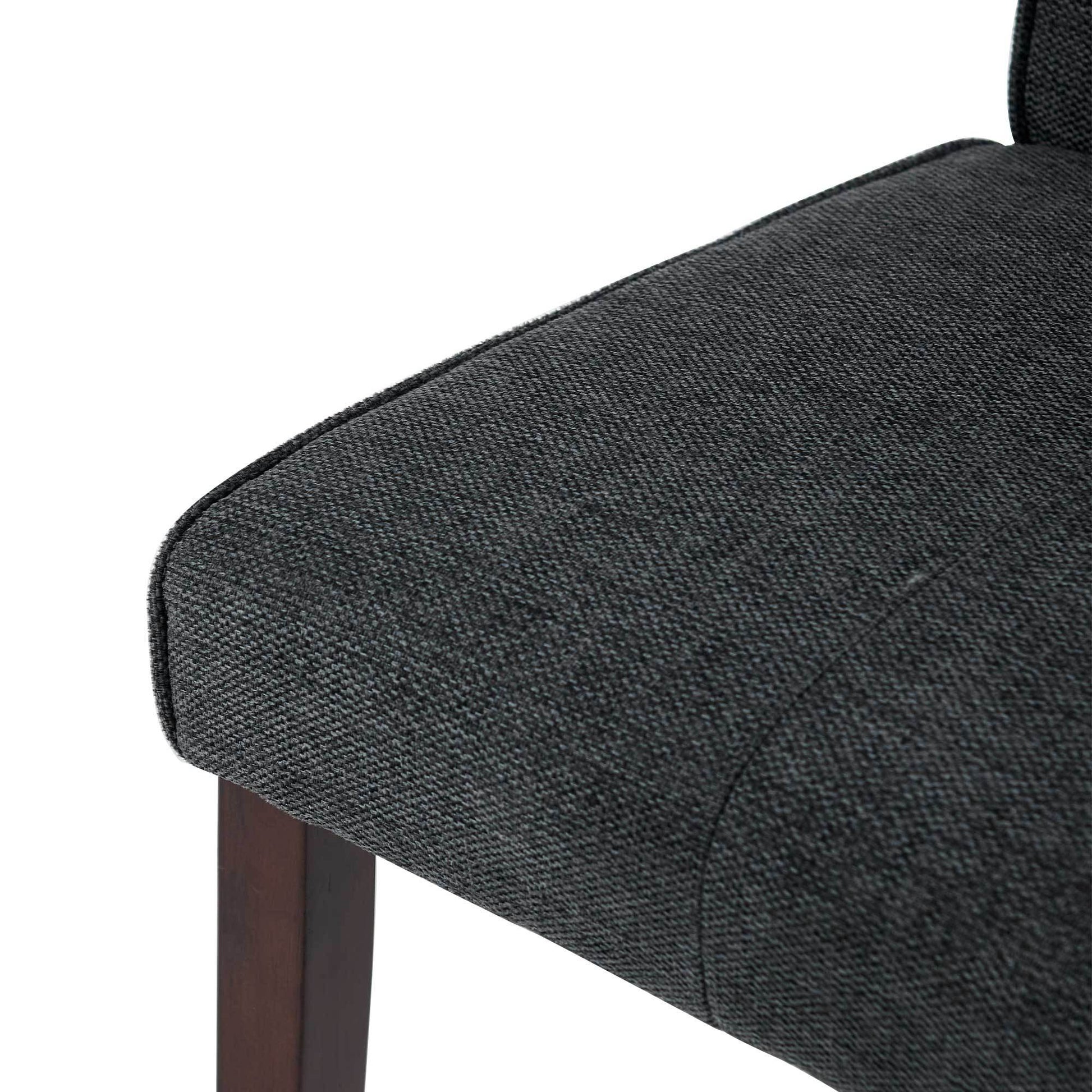 Dark Grey Linen Upholstered Dining Chair High Back, Armless Accent Chair With Wood Legs, Set Of 2 Plaid Dark Grey Dining Room Dry Clean Modern Dining Chairs Rubberwood Solid Back Set Of 2 Foam Linen