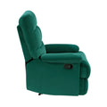 Reclining Chair Green Velvet Upholstery Square Tufted Back Pillowtop Arms Solid Wood Furniture Modern Living Room Recliner 1Pc Green Velvet Wood Primary Living Space Cushion Back Modern Pillow Top Arms Velvet