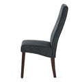 Dark Grey Linen Upholstered Dining Chair High Back, Armless Accent Chair With Wood Legs, Set Of 2 Plaid Dark Grey Dining Room Dry Clean Modern Dining Chairs Rubberwood Solid Back Set Of 2 Foam Linen