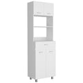 Caribe Microwave Cabinet, Four Legs, One Drawer, Double Door, One Shelf White Freestanding 3 4 Shelves White Kitchen Particle Board Particle Board