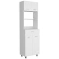 Caribe Microwave Cabinet, Four Legs, One Drawer, Double Door, One Shelf White Freestanding 3 4 Shelves White Kitchen Modern Particle Board Particle Board