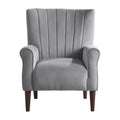 Modern Aesthetic Accent Chair Dark Gray Velvet Channel Tufted Back Solid Wood Furniture 1Pc Stylish Home Traditional Contoured Arms Dark Gray Primary Living Space Contemporary,Modern Velvet