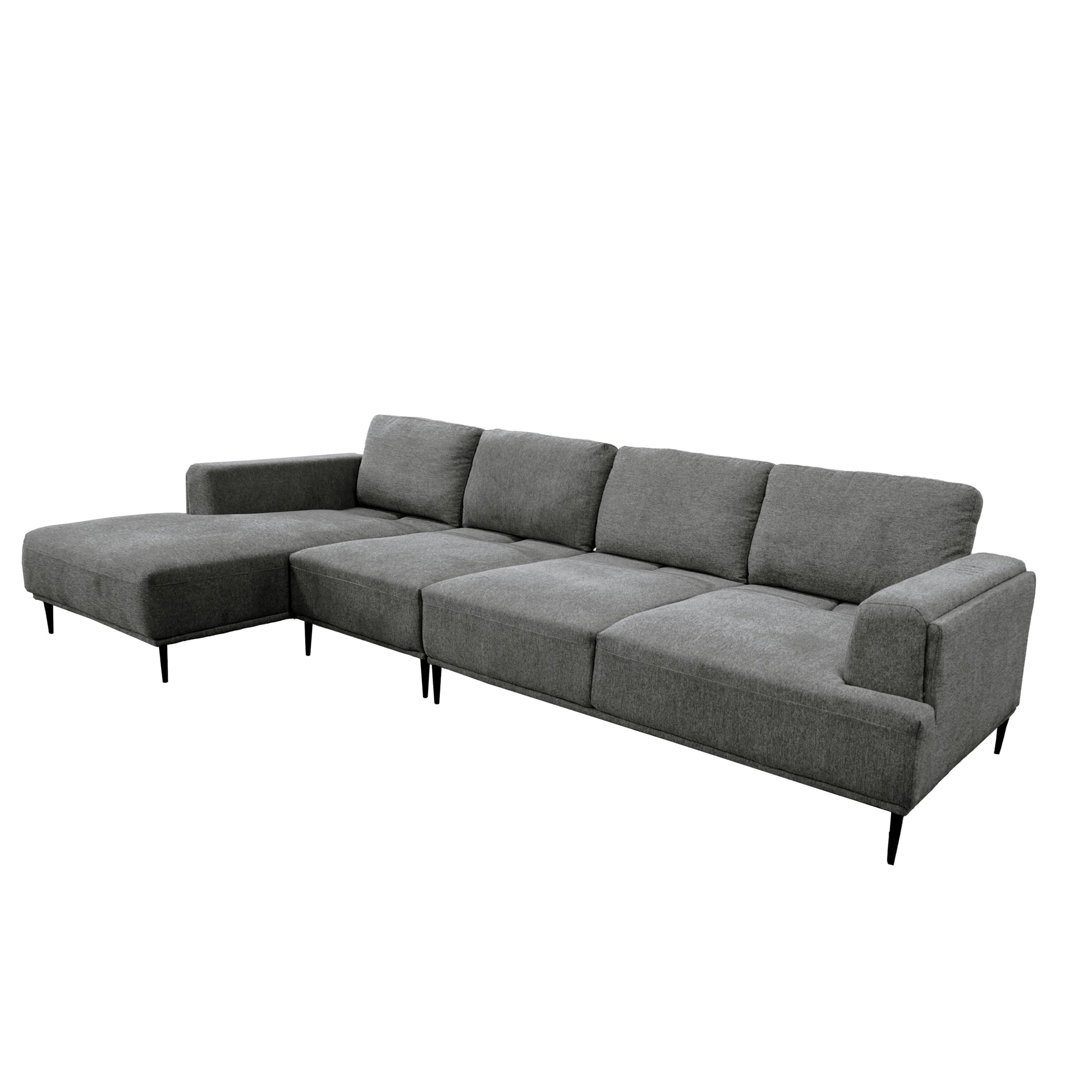 Santa Monica Grey Lf Sectional Grey Leather 4 Seat