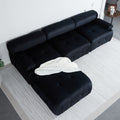 Modular Sectional Sofa Couch, Modern L Shaped Cloud Couch With Reversible Ottoman Convertible Button Tufted Velvet Fabric Couches For Living Room, Diy Combination,Black Black Velvet 4 Seat