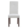 Beige Linen Upholstered Dining Chair High Back, Armless Accent Chair With Wood Legs, Set Of 2 Plaid Beige Dining Room Dry Clean Modern Dining Chairs Rubberwood Solid Back Set Of 2 Foam Linen
