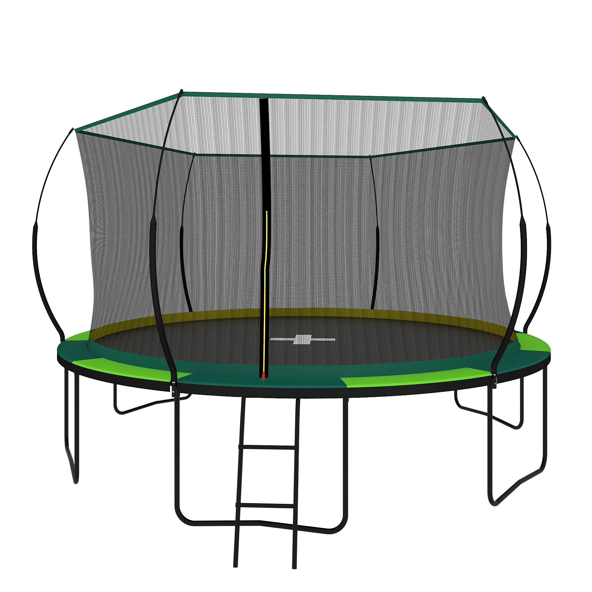 Yc 14Ft Recreational Trampolines With Enclosure For Kids And Adults With Patented Fiberglass Curved Poles Pumpkin Green Green Steel