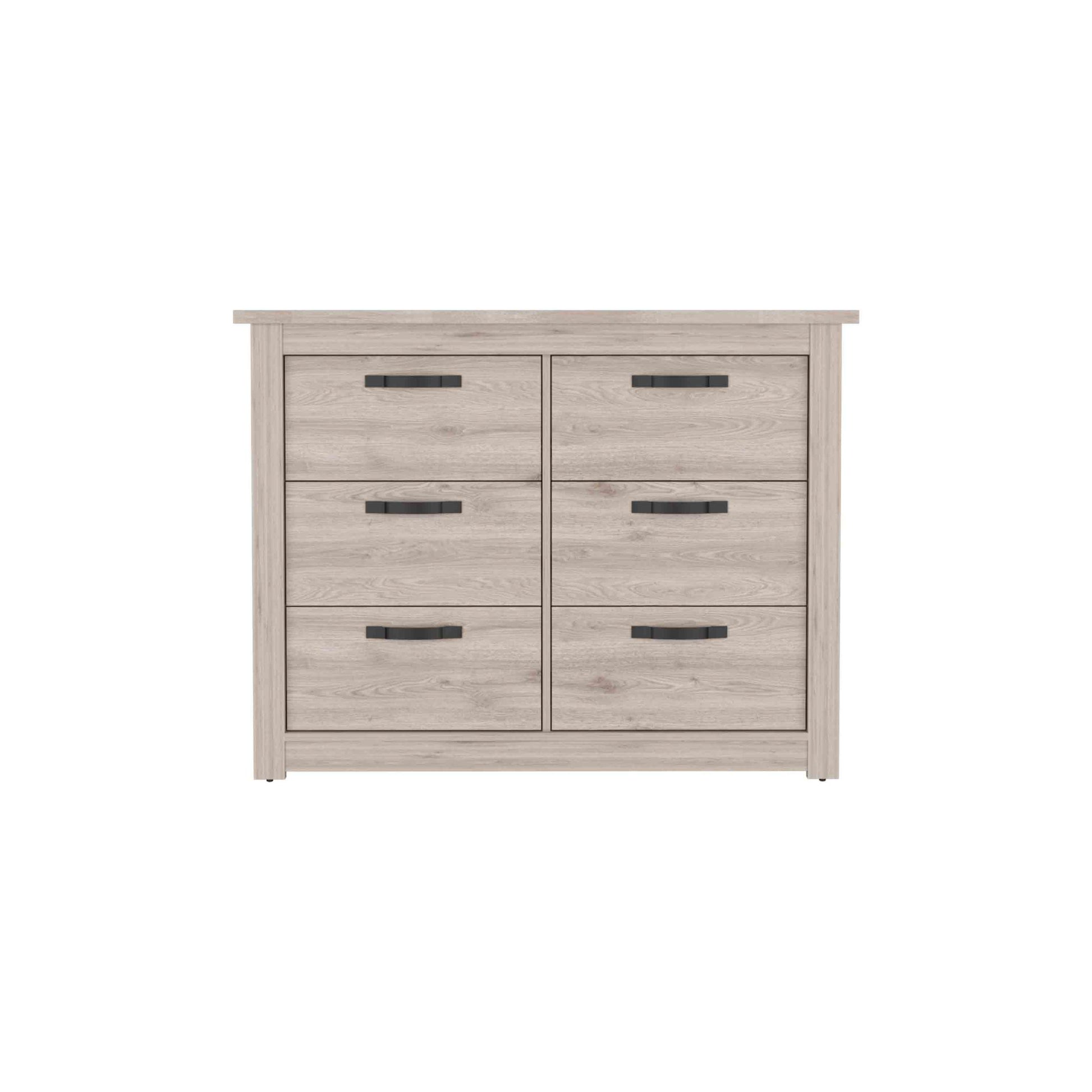 Becca 6 Drawer Double Dresserfour Legs, Metal Hardware Light Gray Gray Drawer 5 Drawers & Above Bedroom Shelf Modern Particle Board Particle Board