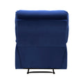 Reclining Chair Blue Velvet Upholstery Square Tufted Back Pillowtop Arms Solid Wood Furniture Modern Living Room Recliner 1Pc Blue Velvet Wood Primary Living Space Cushion Back Modern Pillow Top Arms Velvet