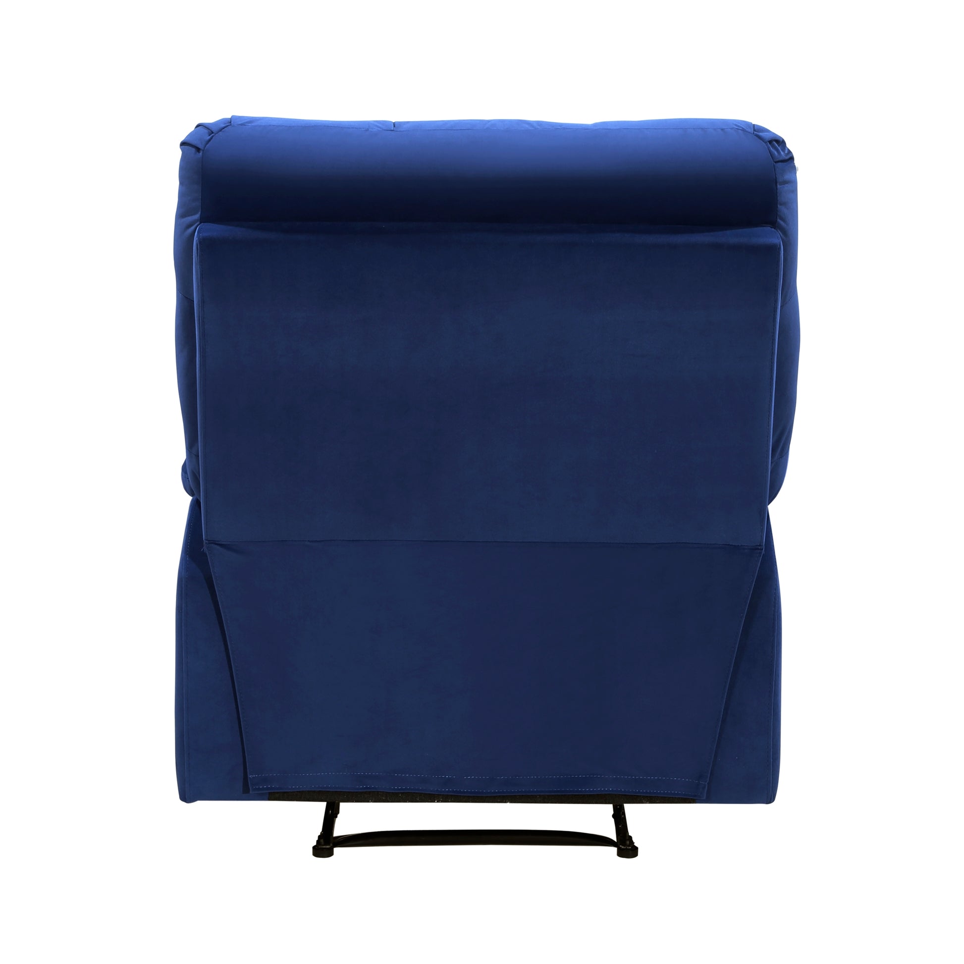 Reclining Chair Blue Velvet Upholstery Square Tufted Back Pillowtop Arms Solid Wood Furniture Modern Living Room Recliner 1Pc Blue Velvet Wood Primary Living Space Cushion Back Modern Pillow Top Arms Velvet