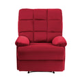 Reclining Chair Red Velvet Upholstery Square Tufted Back Pillowtop Arms Solid Wood Furniture Modern Living Room Recliner 1Pc Red Velvet Wood Primary Living Space Cushion Back Modern Pillow Top Arms Velvet