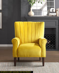 Modern Aesthetic Accent Chair Yellow Velvet Upholstery Channel Tufted Back Solid Wood Furniture 1Pc Stylish Home Traditional Contoured Arms Yellow Primary Living Space Contemporary,Modern Velvet