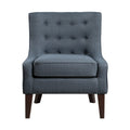 Classic Living Room 1Pc Accent Chair Button Tufted Blue Fabric Upholstery Solid Wood Furniture Reversible Seat Cushion Blue Primary Living Space Classic,Modern Solid Wood