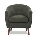 Gray Fabric Upholstered Accent Chair 1Pc Espresso Finish Legs Button Tufted Solid Wood Furniture Living Room Chair Gray Primary Living Space Mid Century Modern,Retro Solid Wood