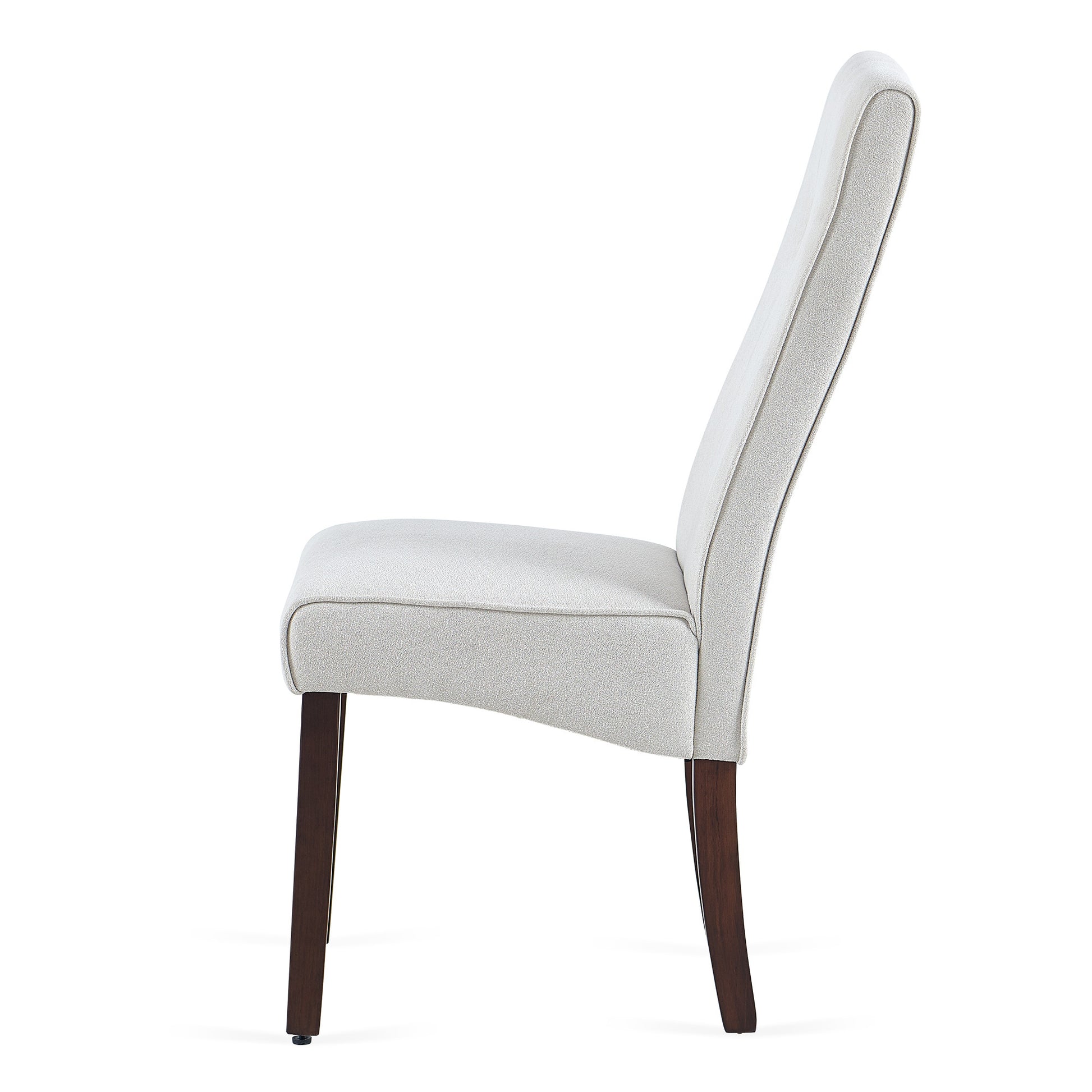 Beige Linen Upholstered Dining Chair High Back, Armless Accent Chair With Wood Legs, Set Of 2 Plaid Beige Dining Room Dry Clean Modern Dining Chairs Rubberwood Solid Back Set Of 2 Foam Linen