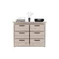 Becca 6 Drawer Double Dresserfour Legs, Metal Hardware Light Gray Gray Bedroom Modern Particle Board Particle Board