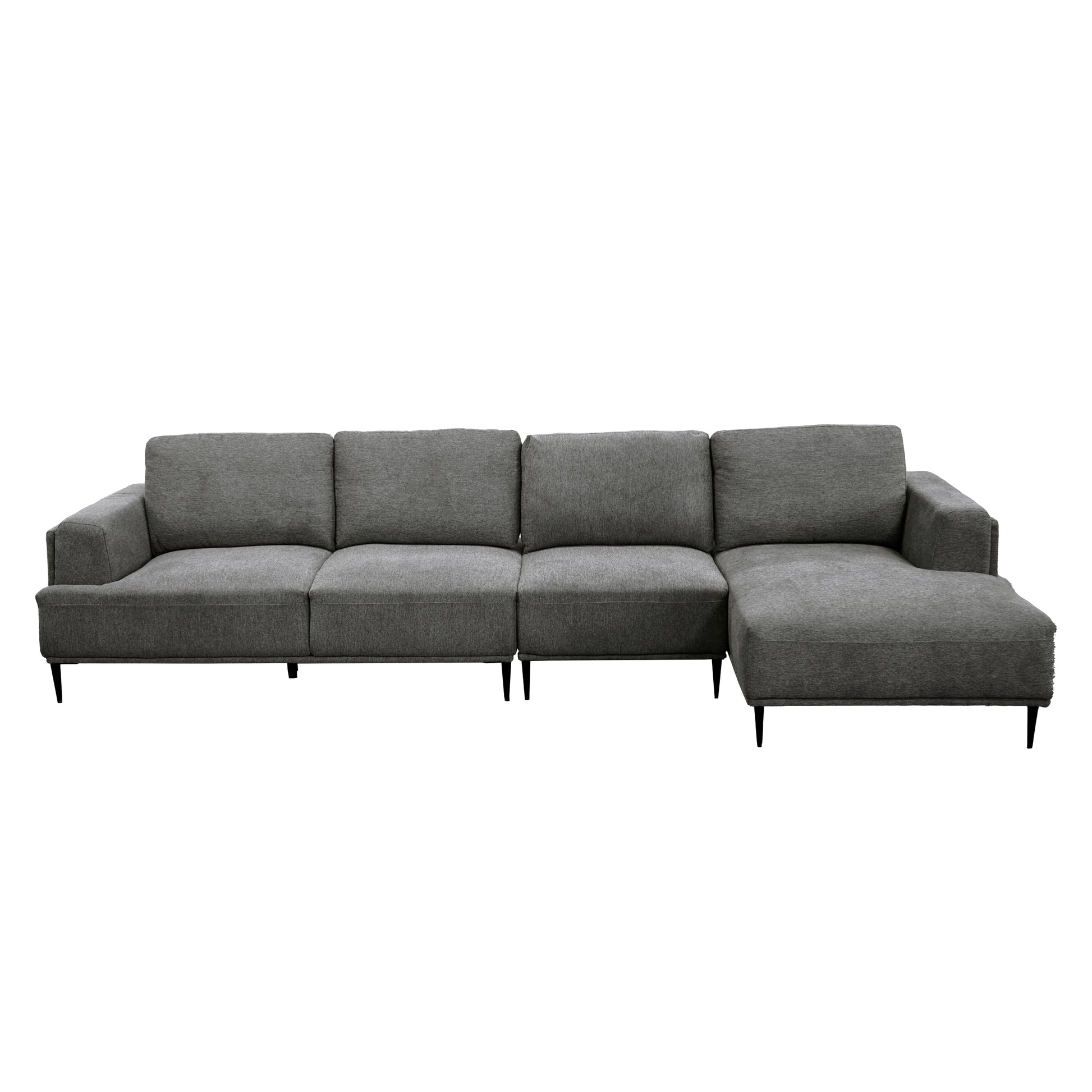 Santa Monica Grey Rf Sectional Grey Leather 4 Seat