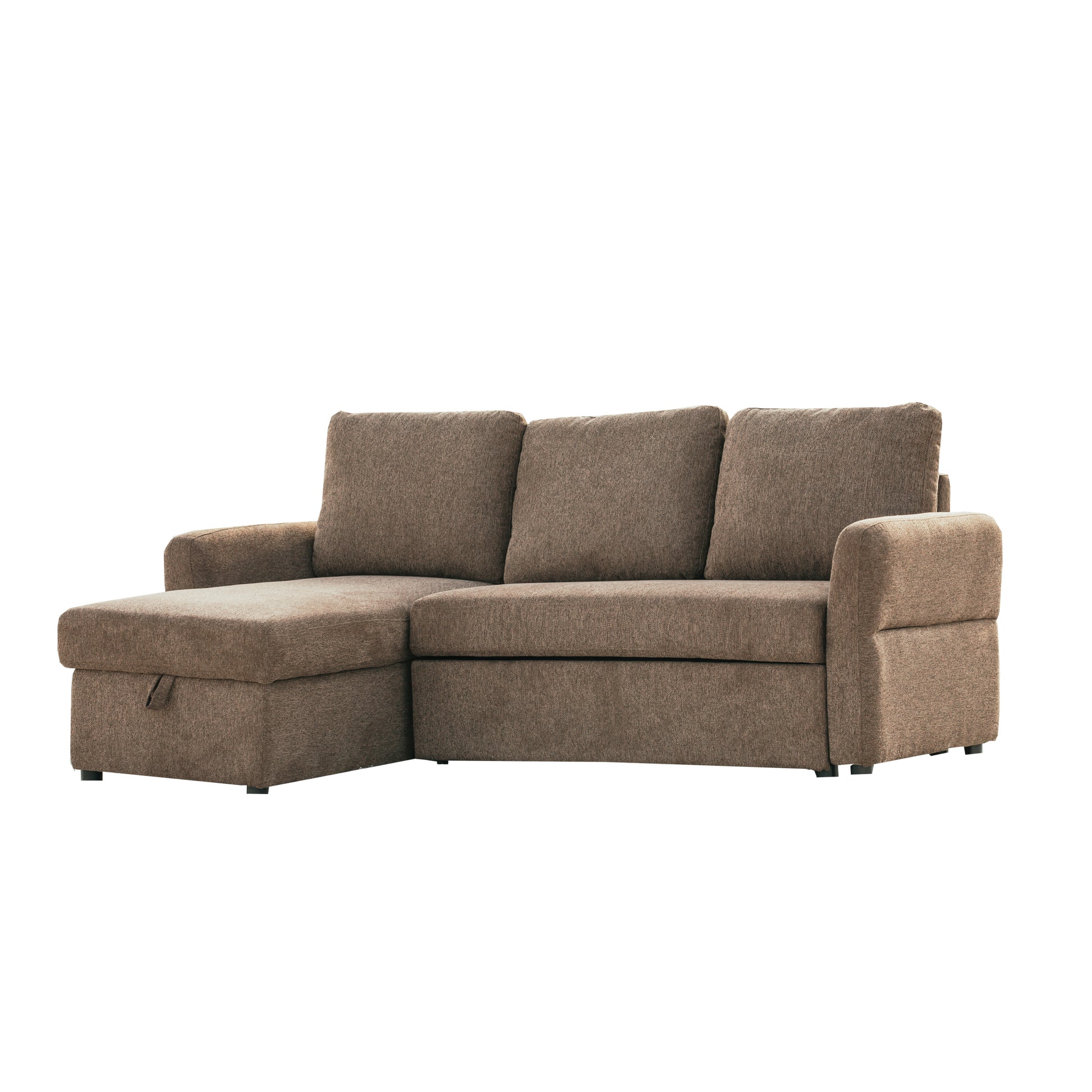 Regis Storage Bed Sectional Coffee Brown Microsuede 3 Seat