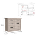 Becca 6 Drawer Double Dresserfour Legs, Metal Hardware Light Gray Gray Bedroom Modern Particle Board Particle Board