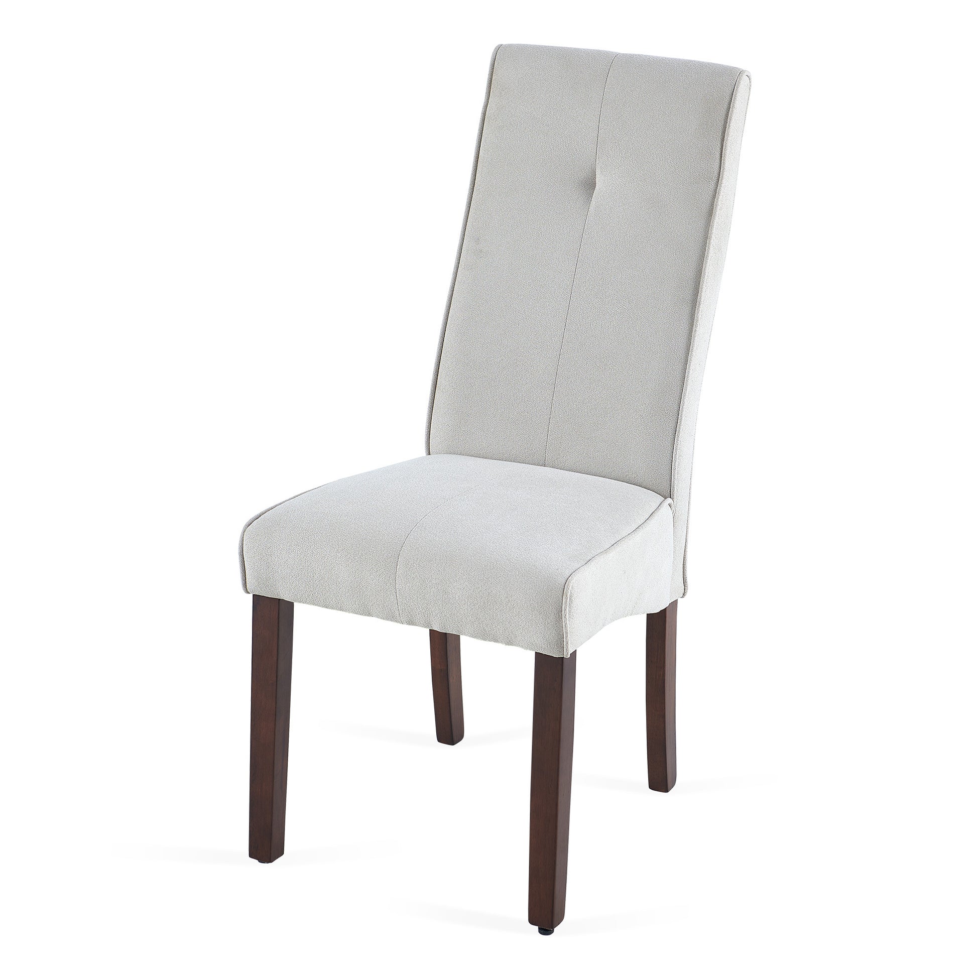 Beige Linen Upholstered Dining Chair High Back, Armless Accent Chair With Wood Legs, Set Of 2 Plaid Beige Dining Room Dry Clean Modern Dining Chairs Rubberwood Solid Back Set Of 2 Foam Linen