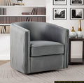 Classic Living Room Furniture 1Pc Swivel Accent Chair Gray Velvet Upholstery Pleated Detail Solid Wood Furniture 360 Degree Swivel Chair Tuxedo Arms Gray Primary Living Space Classic,Modern Solid Wood