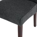 Dark Grey Linen Upholstered Dining Chair High Back, Armless Accent Chair With Wood Legs, Set Of 2 Plaid Dark Grey Dining Room Dry Clean Modern Dining Chairs Rubberwood Solid Back Set Of 2 Foam Linen