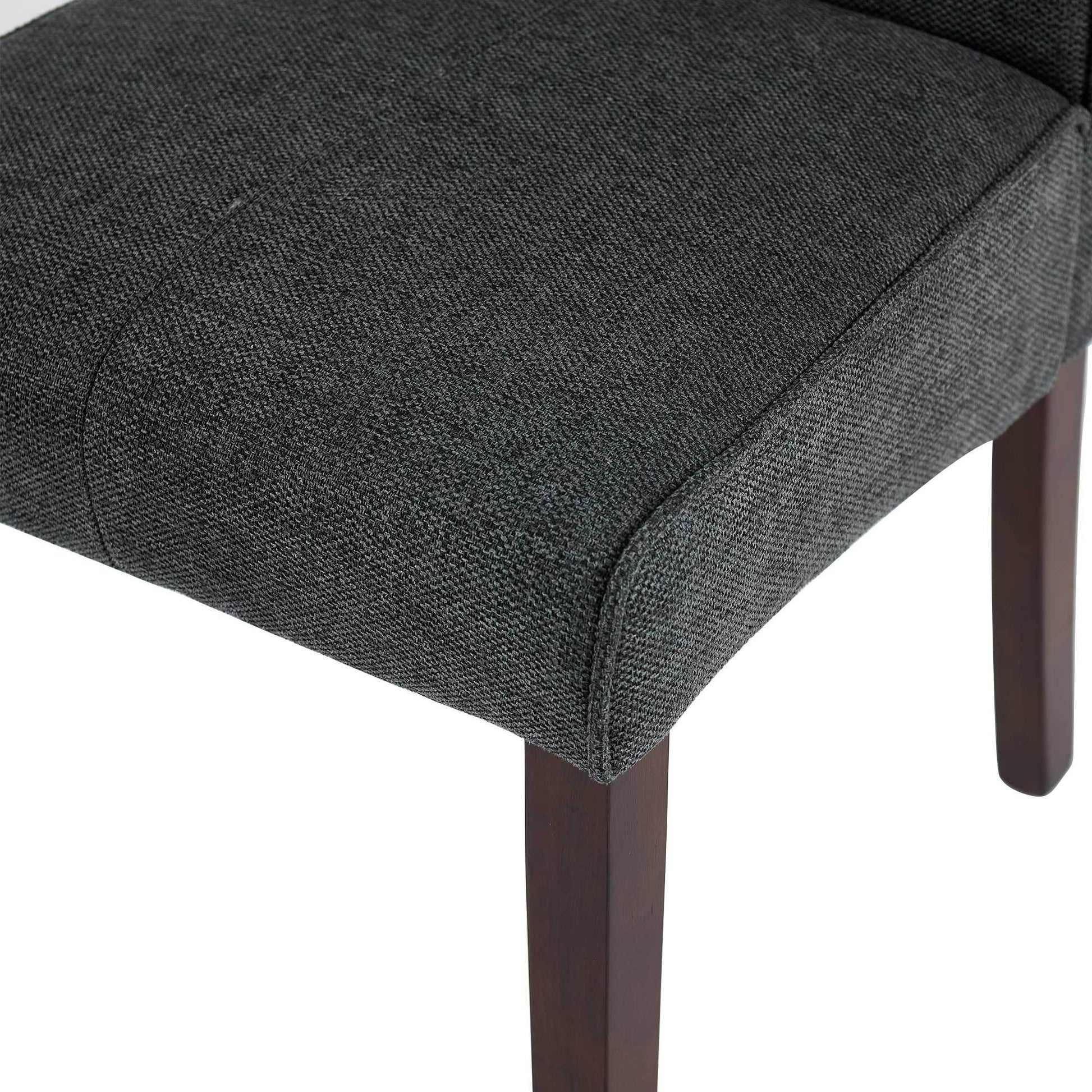Dark Grey Linen Upholstered Dining Chair High Back, Armless Accent Chair With Wood Legs, Set Of 2 Plaid Dark Grey Dining Room Dry Clean Modern Dining Chairs Rubberwood Solid Back Set Of 2 Foam Linen