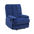 Reclining Chair Blue Velvet Upholstery Square Tufted Back Pillowtop Arms Solid Wood Furniture Modern Living Room Recliner 1Pc Blue Velvet Wood Primary Living Space Cushion Back Modern Pillow Top Arms Velvet