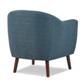 Blue Fabric Upholstered Accent Chair 1Pc Espresso Finish Legs Button Tufted Solid Wood Furniture Living Room Chair Blue Primary Living Space Mid Century Modern,Retro Solid Wood