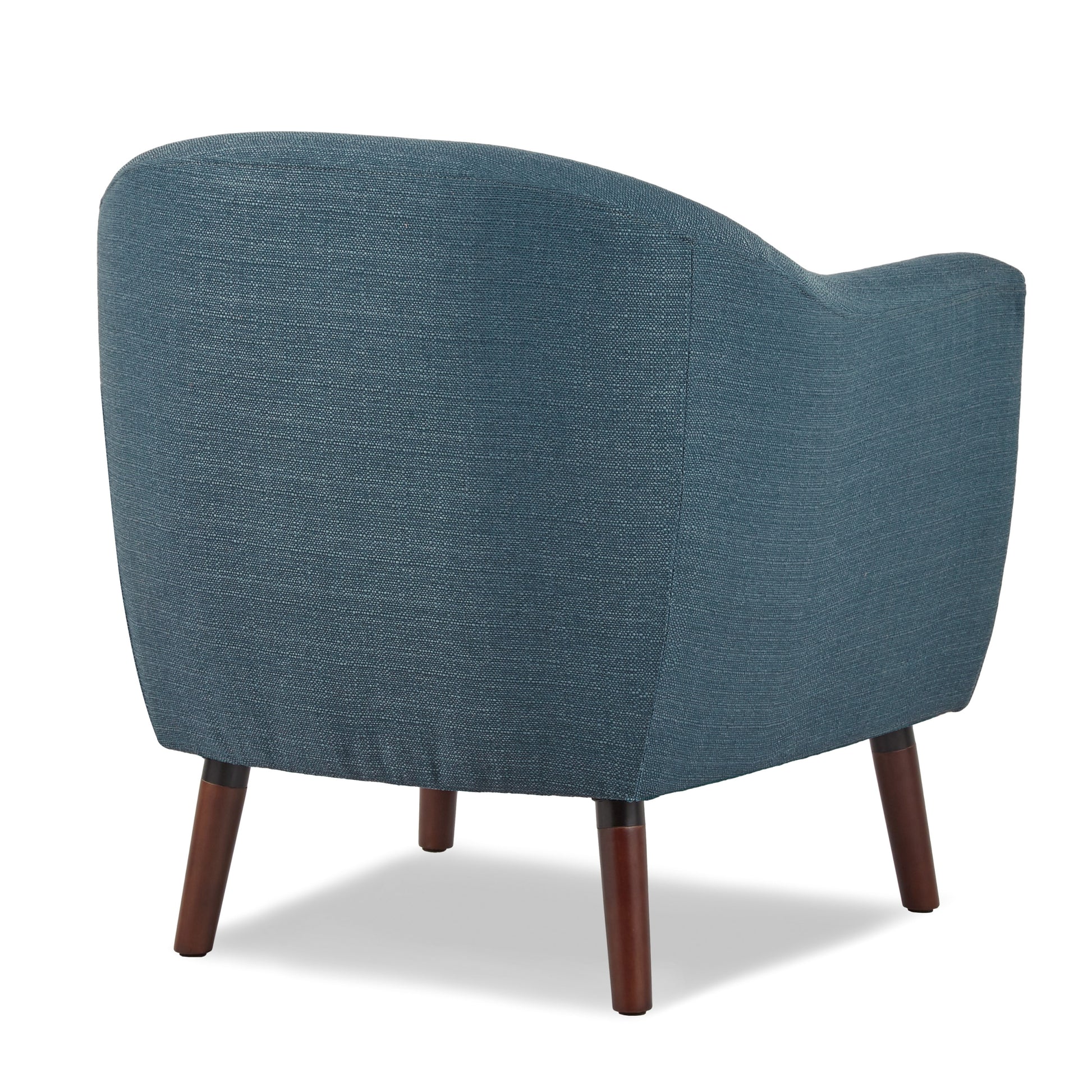 Blue Fabric Upholstered Accent Chair 1Pc Espresso Finish Legs Button Tufted Solid Wood Furniture Living Room Chair Blue Primary Living Space Mid Century Modern,Retro Solid Wood