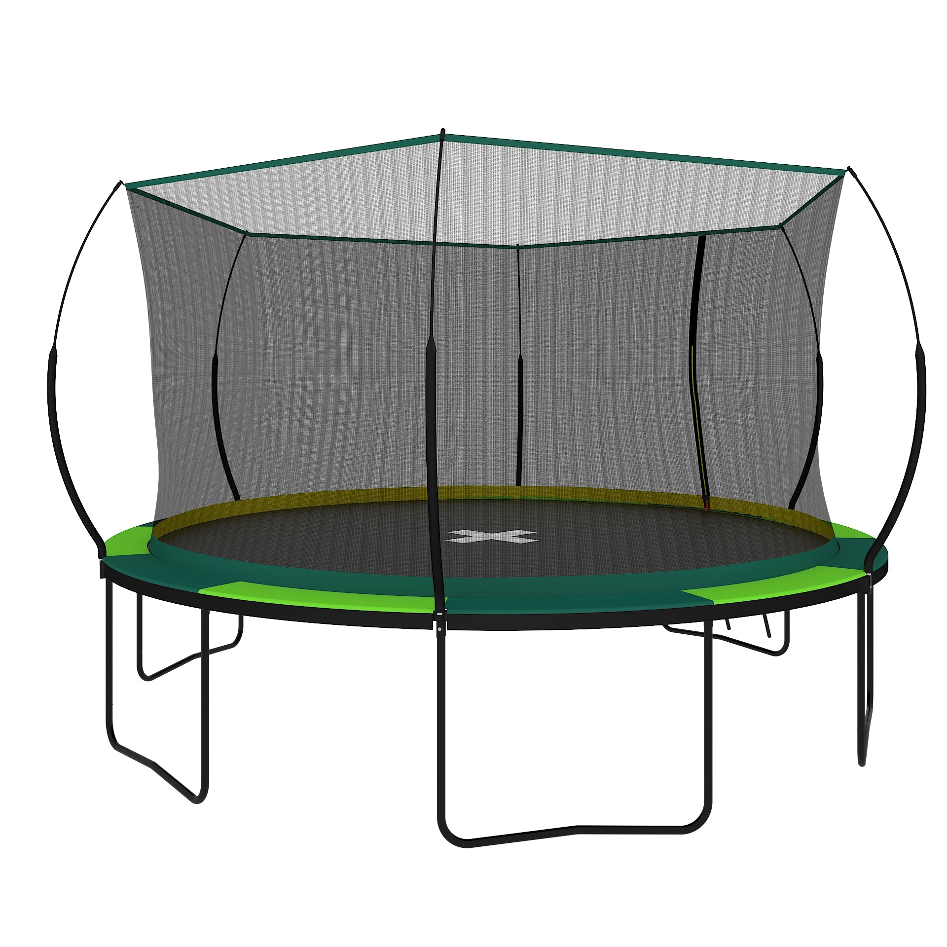 Yc 14Ft Recreational Trampolines With Enclosure For Kids And Adults With Patented Fiberglass Curved Poles Pumpkin Green Green Steel