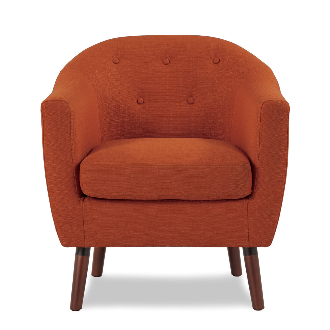 Orange Fabric Upholstered Accent Chair 1Pc Espresso Finish Legs Button Tufted Solid Wood Furniture Living Room Chair Orange Primary Living Space Mid Century Modern,Retro Solid Wood