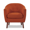 Orange Fabric Upholstered Accent Chair 1Pc Espresso Finish Legs Button Tufted Solid Wood Furniture Living Room Chair Orange Primary Living Space Mid Century Modern,Retro Solid Wood