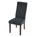 Dark Grey Linen Upholstered Dining Chair High Back, Armless Accent Chair With Wood Legs, Set Of 2 Plaid Dark Grey Dining Room Dry Clean Modern Dining Chairs Rubberwood Solid Back Set Of 2 Foam Linen