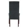 Dark Grey Linen Upholstered Dining Chair High Back, Armless Accent Chair With Wood Legs, Set Of 2 Plaid Dark Grey Dining Room Dry Clean Modern Dining Chairs Rubberwood Solid Back Set Of 2 Foam Linen