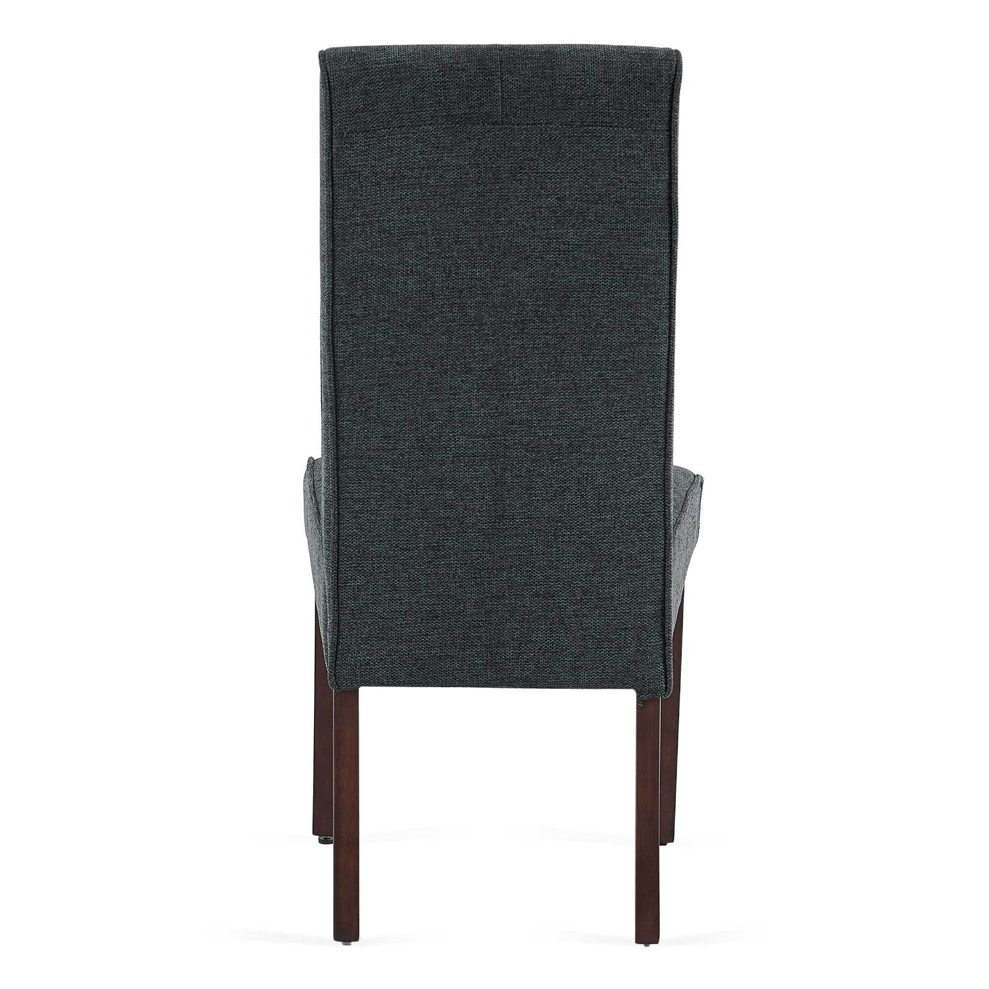 Dark Grey Linen Upholstered Dining Chair High Back, Armless Accent Chair With Wood Legs, Set Of 2 Plaid Dark Grey Dining Room Dry Clean Modern Dining Chairs Rubberwood Solid Back Set Of 2 Foam Linen