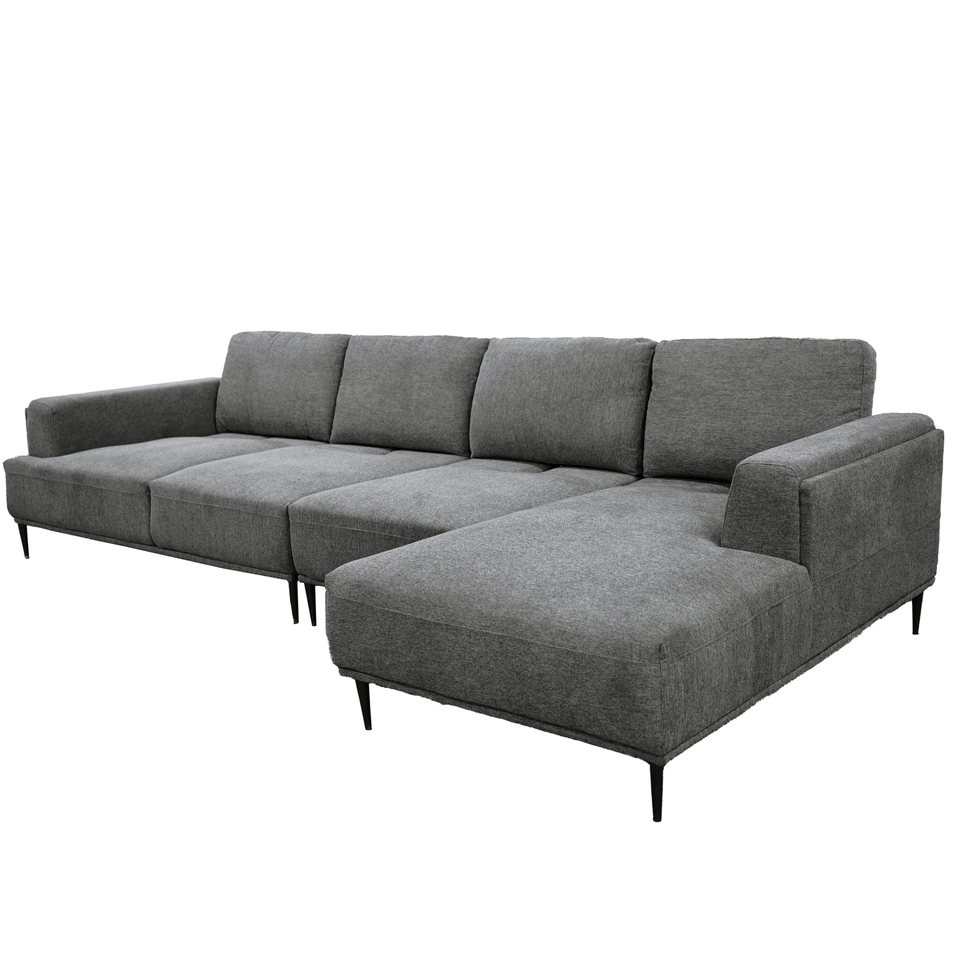 Santa Monica Grey Rf Sectional Grey Leather 4 Seat