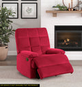 Reclining Chair Red Velvet Upholstery Square Tufted Back Pillowtop Arms Solid Wood Furniture Modern Living Room Recliner 1Pc Red Velvet Wood Primary Living Space Cushion Back Modern Pillow Top Arms Velvet