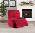 Reclining Chair Red Velvet Upholstery Square Tufted Back Pillowtop Arms Solid Wood Furniture Modern Living Room Recliner 1Pc Red Velvet Wood Primary Living Space Cushion Back Modern Pillow Top Arms Velvet