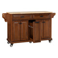 Kitchen Island With Rubber Wood Countertop, Kitchen Cart On 5 Wheels With Storage Cabinet And 2 Top Drawers And A Center Double Layered Storage Drawer For Dinning Room, Mahogany Mahogany Dining Room Rectangular Rubberwood Solid Wood Mdf Large 56 In