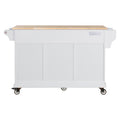 Kitchen Island With Rubber Wood Countertop, Kitchen Cart On 5 Wheels With Storage Cabinet And 2 Top Drawers And A Center Double Layered Storage Drawer For Dinning Room, White White Dining Room Rectangular Rubberwood Solid Wood Mdf Large 56 In