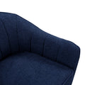 Mid Century Modern Accent Chair 1Pc Blue Chenille Fabric Upholstered Channel Stitched Back Brown Legs Solid Wood Furniture Blue Primary Living Space Mid Century Modern Solid Wood