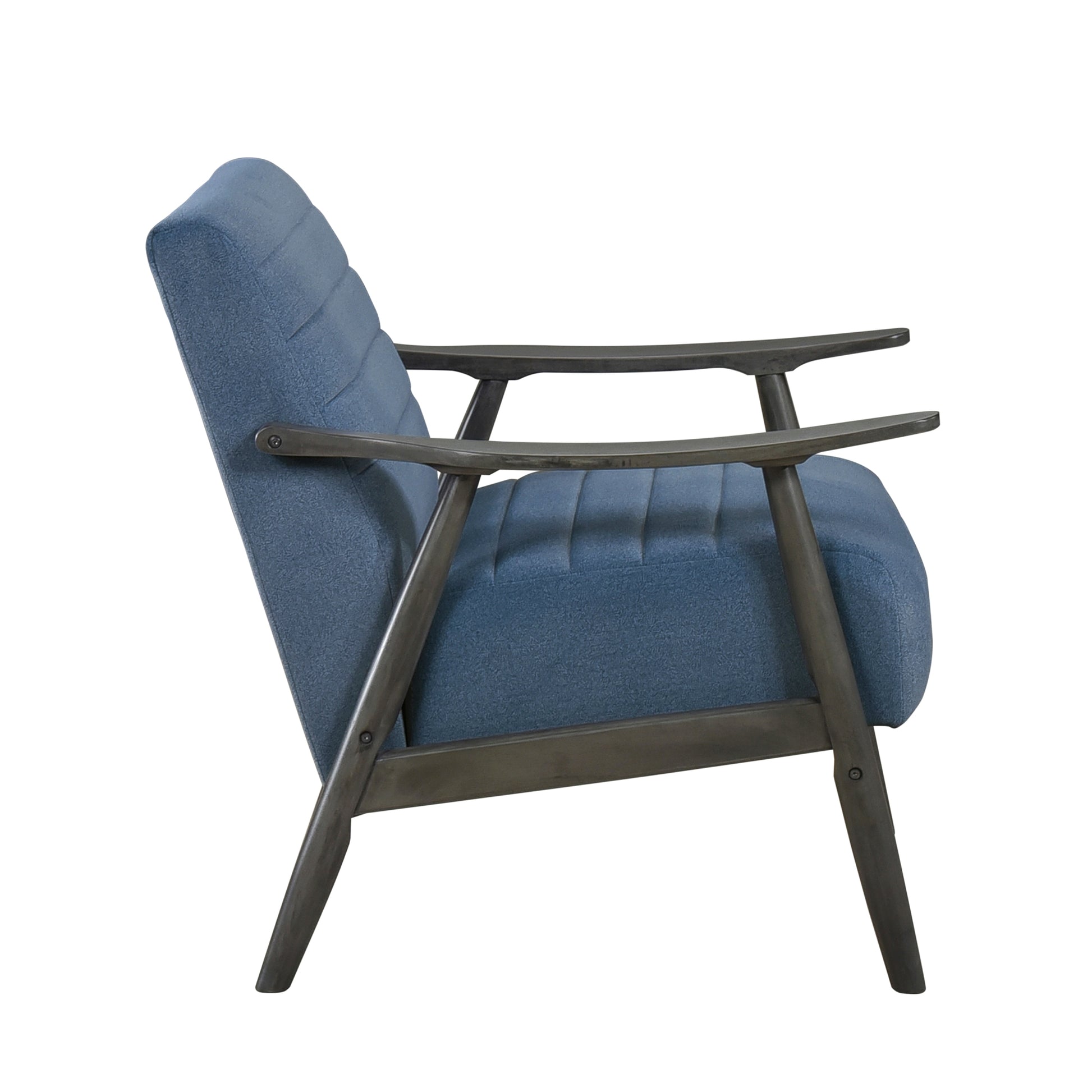 Casual Transitional Accent Chair 1Pc Blue Fabric Upholstery Dark Gray Frame Solid Wood Living Room Furniture Blue Casual,Transitional Solid Wood