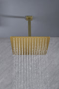 Rain Shower Head High Pressure Rainfall Showerhead Water Saving Brushed Gold Bathroom Stainless Steel