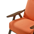 Modern Accent Chair 1Pc Orange Fabric Upholstered High Back Chair Cushion Seat And Back Walnut Finish Solid Wood Living Room Furniture Orange Primary Living Space Modern,Traditional Rubberwood Solid Wood