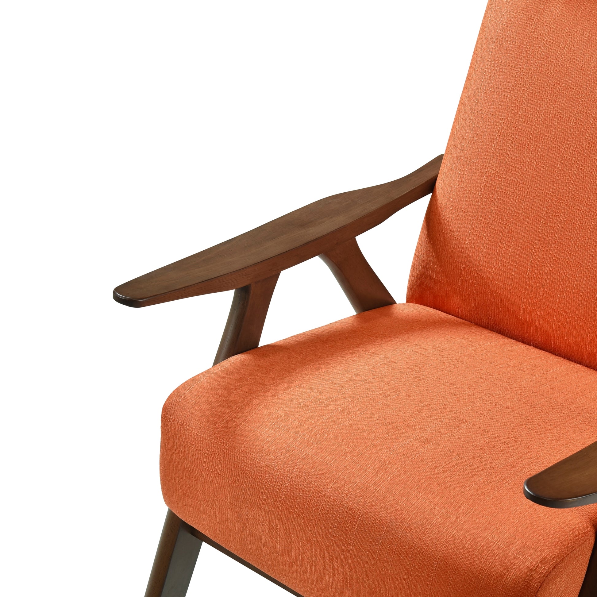 Modern Accent Chair 1Pc Orange Fabric Upholstered High Back Chair Cushion Seat And Back Walnut Finish Solid Wood Living Room Furniture Orange Primary Living Space Modern,Traditional Rubberwood Solid Wood