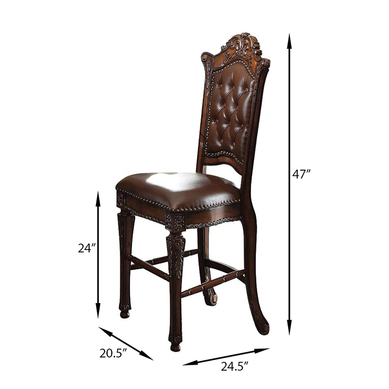 Cherry Counter Height Stools With Trim Set Of 2 Cherry Brown Dining Room Rectangular Bar Stools Tufted Back Set Of 2 Wood