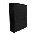 Modern 3 Drawer, Rattan Shoe Cabinet In Ebony Mdf Wood Grain Black Mdf